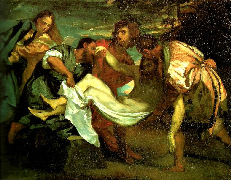 Theodore   Gericault la mise au tombeau d' apres titien France oil painting art